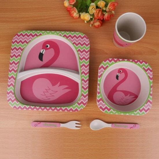 VAISSELLE BEBE - BambooKid™ - Flamant rose